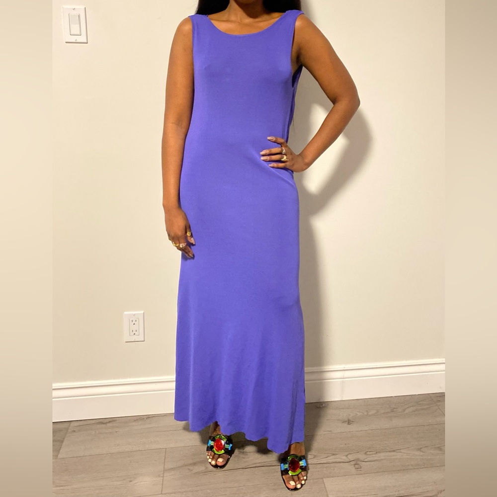 Brand New Zara Elegant Purple Sleeveless Dress Back Open Size L